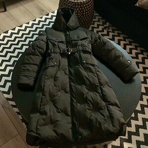 Tailored Puffer Belted Coat - No Brand